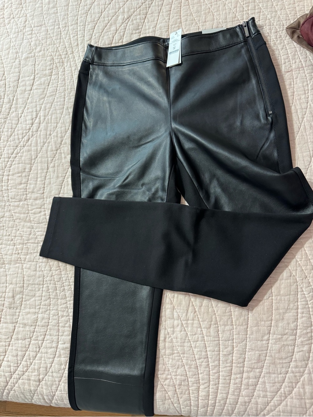 White House Black Market Black Faux Leather Ponte Leggings